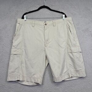 St Johns Bay Cargo Shorts Mens 40 Beige Linen Relaxed Fit Utility Hiking Outdoor